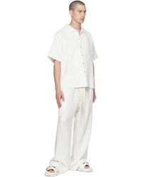 Camicia a maniche corte di lino bianca di COMMAS