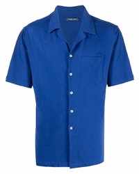 Camicia a maniche corte di lino blu scuro di Frescobol Carioca