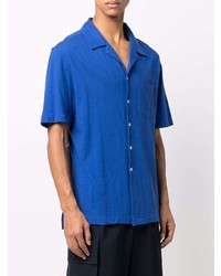 Camicia a maniche corte di lino blu scuro di Frescobol Carioca