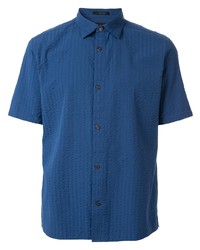 Camicia a maniche corte di lino blu di D'urban