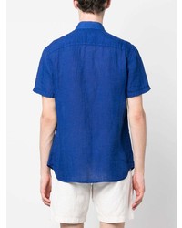 Camicia a maniche corte di lino blu di 120% Lino