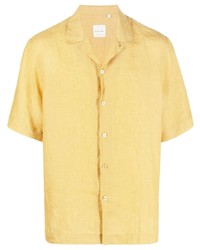 Camicia a maniche corte di lino gialla di Paul Smith