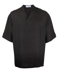 Camicia a maniche corte di lino nera di Costumein