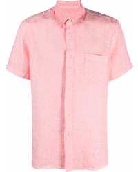 Camicia a maniche corte di lino rosa di 120% Lino