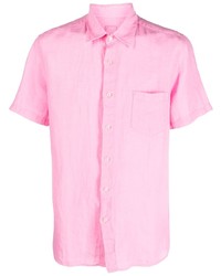 Camicia a maniche corte di lino rosa di 120% Lino