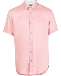 Camicia a maniche corte di lino rosa di BOSS