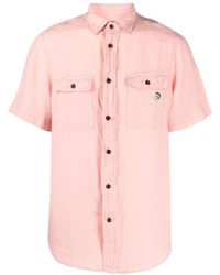 Camicia a maniche corte di lino rosa di Diesel