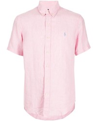 Camicia a maniche corte di lino rosa di Polo Ralph Lauren