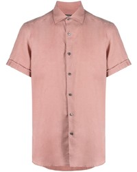 Camicia a maniche corte di lino rosa di Zegna