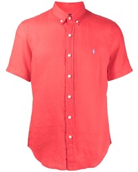 Camicia a maniche corte di lino rossa di Polo Ralph Lauren