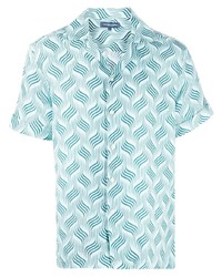 Camicia a maniche corte di lino stampata azzurra di Frescobol Carioca