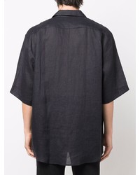 Camicia a maniche corte di lino stampata nera di Acne Studios