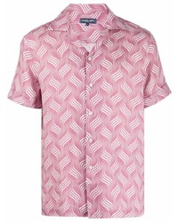 Camicia a maniche corte di lino stampata rosa di Frescobol Carioca