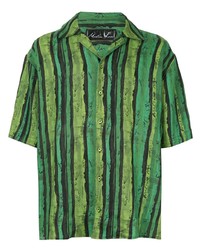 Camicia a maniche corte di lino stampata verde di Martine Rose