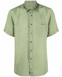 Camicia a maniche corte di lino verde menta di 120% Lino