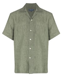 Camicia a maniche corte di lino verde oliva di Frescobol Carioca