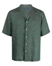 Camicia a maniche corte di lino verde scuro di Frescobol Carioca