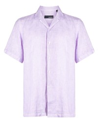 Camicia a maniche corte di lino viola chiaro di Lardini