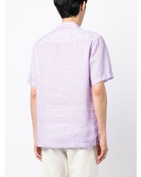 Camicia a maniche corte di lino viola chiaro di Lardini