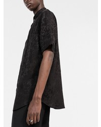 Camicia a maniche corte di seta a fiori nera di Saint Laurent