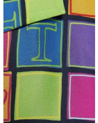 Camicia a maniche corte di seta a quadri multicolore di Gucci