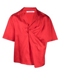Camicia a maniche corte di seta rossa di Bianca Saunders