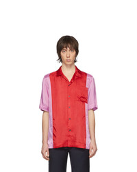 Camicia a maniche corte di seta rossa di Dries Van Noten