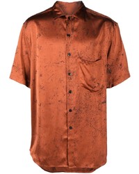 Camicia a maniche corte di seta stampata arancione di Song For The Mute