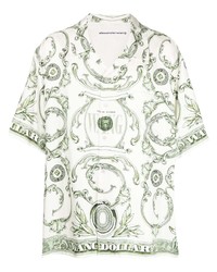Camicia a maniche corte di seta stampata bianca di Alexander Wang