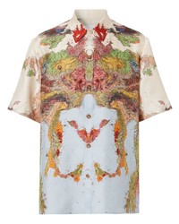 Camicia a maniche corte di seta stampata multicolore di Burberry