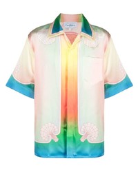 Camicia a maniche corte di seta stampata multicolore di Casablanca