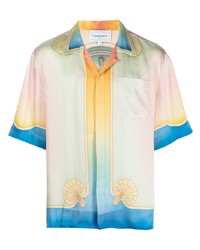 Camicia a maniche corte di seta stampata multicolore di Casablanca