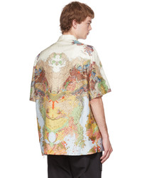 Camicia a maniche corte di seta stampata multicolore di Burberry