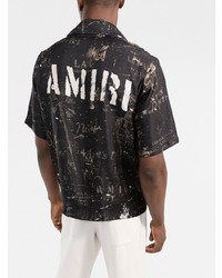 Camicia a maniche corte di seta stampata nera di Amiri