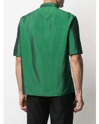 Camicia a maniche corte di seta verde di Saint Laurent