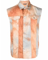 Camicia a maniche corte effetto tie-dye arancione di Daniele Alessandrini