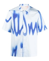 Camicia a maniche corte effetto tie-dye azzurra di Paul Smith
