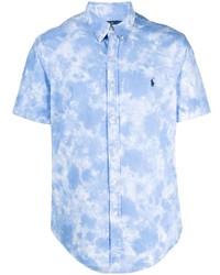 Camicia a maniche corte effetto tie-dye azzurra di Polo Ralph Lauren