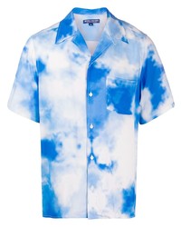 Camicia a maniche corte effetto tie-dye bianca e blu di BornxRaised