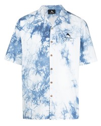 Camicia a maniche corte effetto tie-dye bianca e blu di Mauna Kea