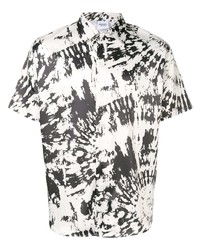 Camicia a maniche corte effetto tie-dye bianca e nera di Sss World Corp
