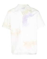 Camicia a maniche corte effetto tie-dye bianca