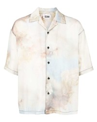 Camicia a maniche corte effetto tie-dye bianca di Izzue