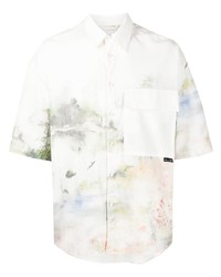 Camicia a maniche corte effetto tie-dye bianca di Izzue