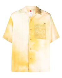 Camicia a maniche corte effetto tie-dye gialla di Oamc