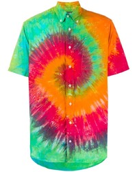 Camicia a maniche corte effetto tie-dye multicolore di Gitman Vintage