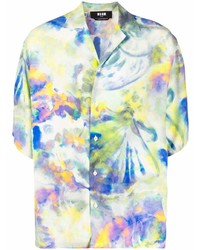 Camicia a maniche corte effetto tie-dye multicolore di MSGM