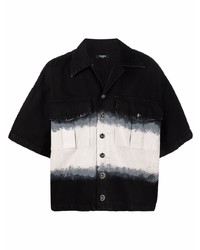 Camicia a maniche corte effetto tie-dye nera e bianca di Balmain