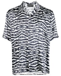 Camicia a maniche corte effetto tie-dye nera e bianca di Philipp Plein