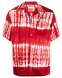 Camicia a maniche corte effetto tie-dye rossa